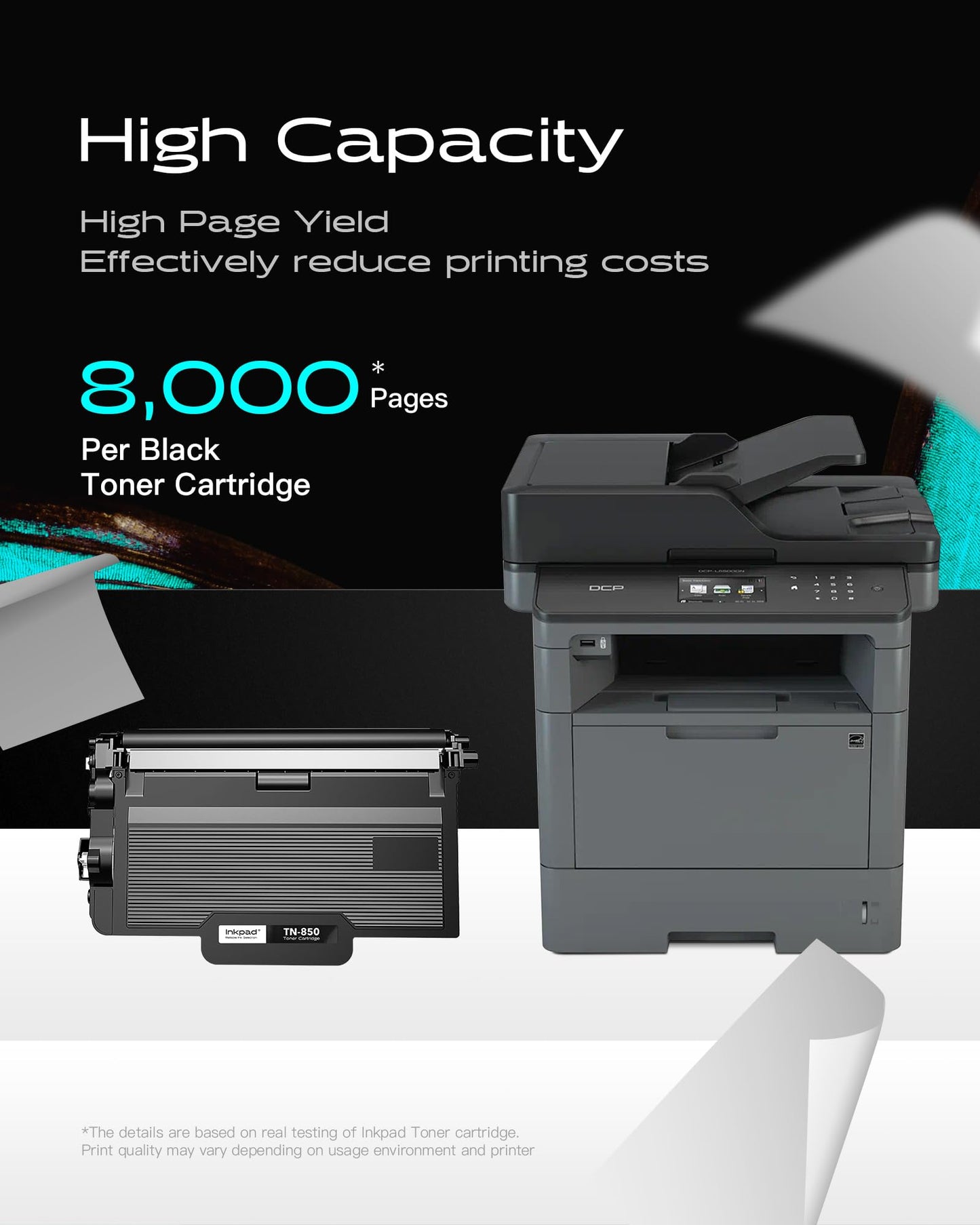 TN850 Toner Cartridge Replacement for Brother TN 850 TN-850 TN820 TN-820 High Yield Compatible with HL-L6200DW MFC-L5800DW HL-L5100DN MFC-L6700DW MFC-L5850DW DCP-L5600DN Printer (Black, 2 Pack)