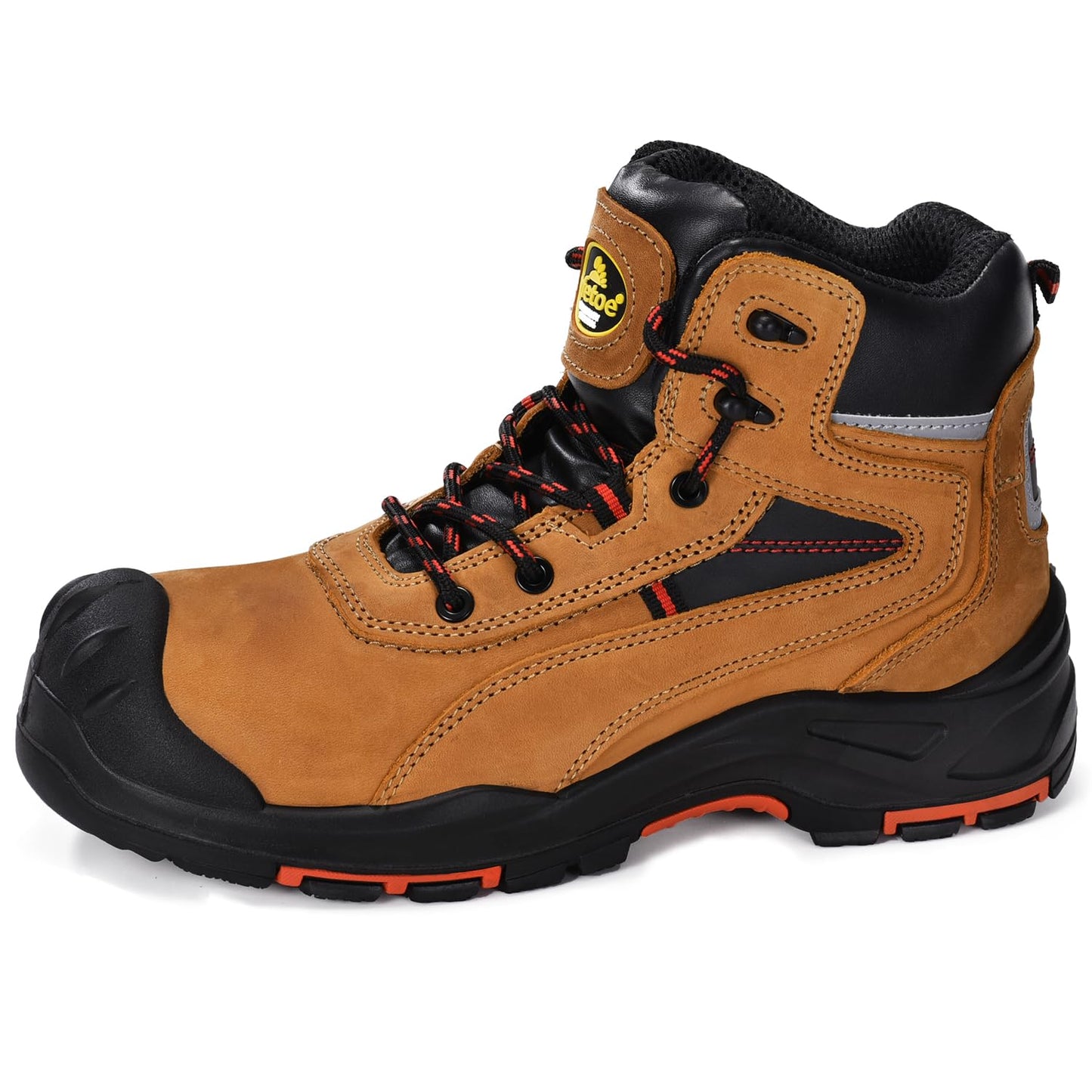 SAFETOE Safety Boots for Men Composite Toe Work Boots Lightweight Cow Leather Puncture Proof Slip On Work Boots Wide Fit(Size 13)