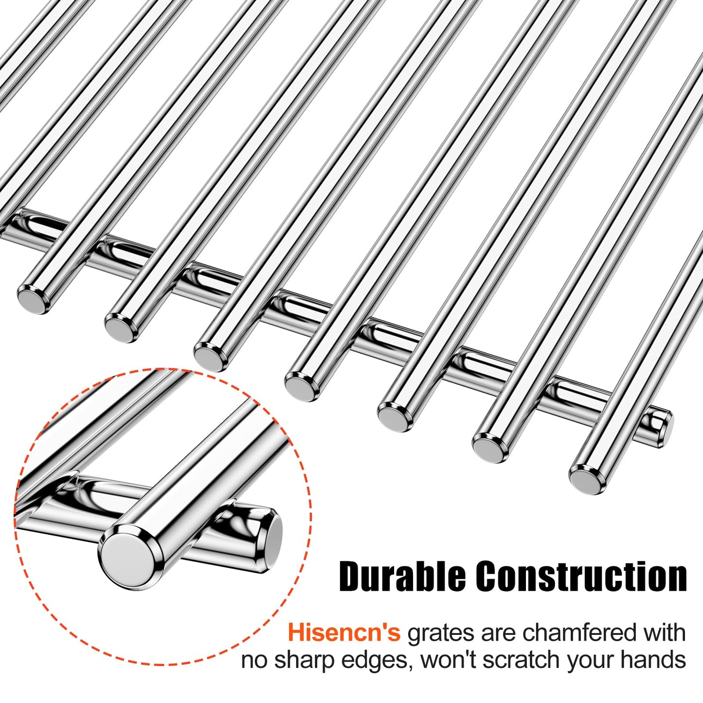 Hisencn 17" x 13 1/5" Cooking Grates for Nexgrill 720-0830H, 720-0830D, 720-0783E, 720-0783C, 720-0888, Stainless Steel Cooking Grid Replacement Parts for Home Depot Nexgrill 4&5-Burner Gas Grill,2pcs