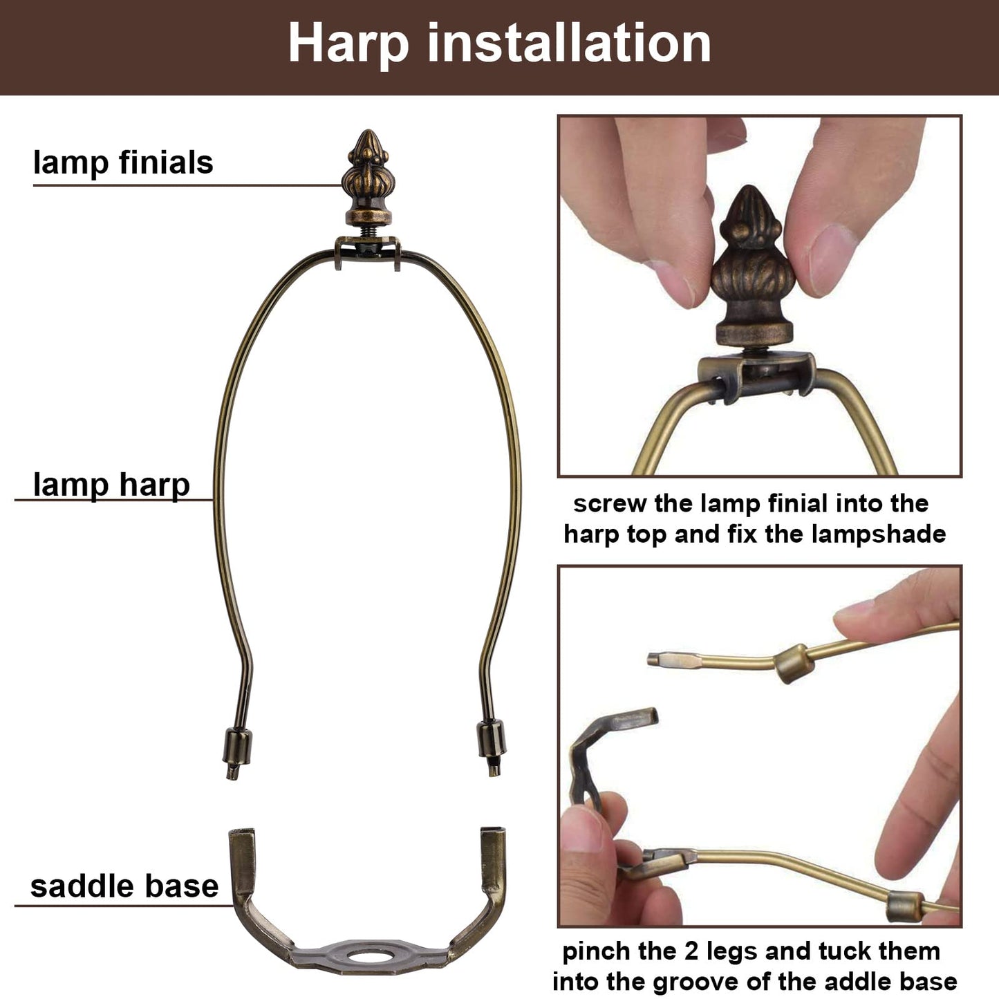 WEAVERBIRD Lamp Light Kit, Antique Brass Finish Table Lamp Wiring Kit with 8 Inch Harp, 3-Way Socket 2 Pieces 12" Lamp Pipe, Make-A-Lamp Kit Complete Lamp Kit for DIY Lamp Design or Repair