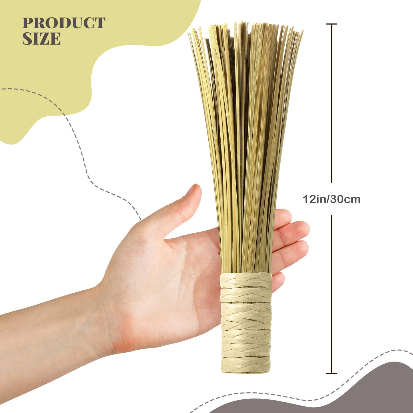 4 Pcs 12 Inches Bamboo Wok Brush Bamboo Kitchen Cleaning Brush Pot Scraper Scrubber Dish Pan for Cooking Skillet Grill Utensils Scrubbing