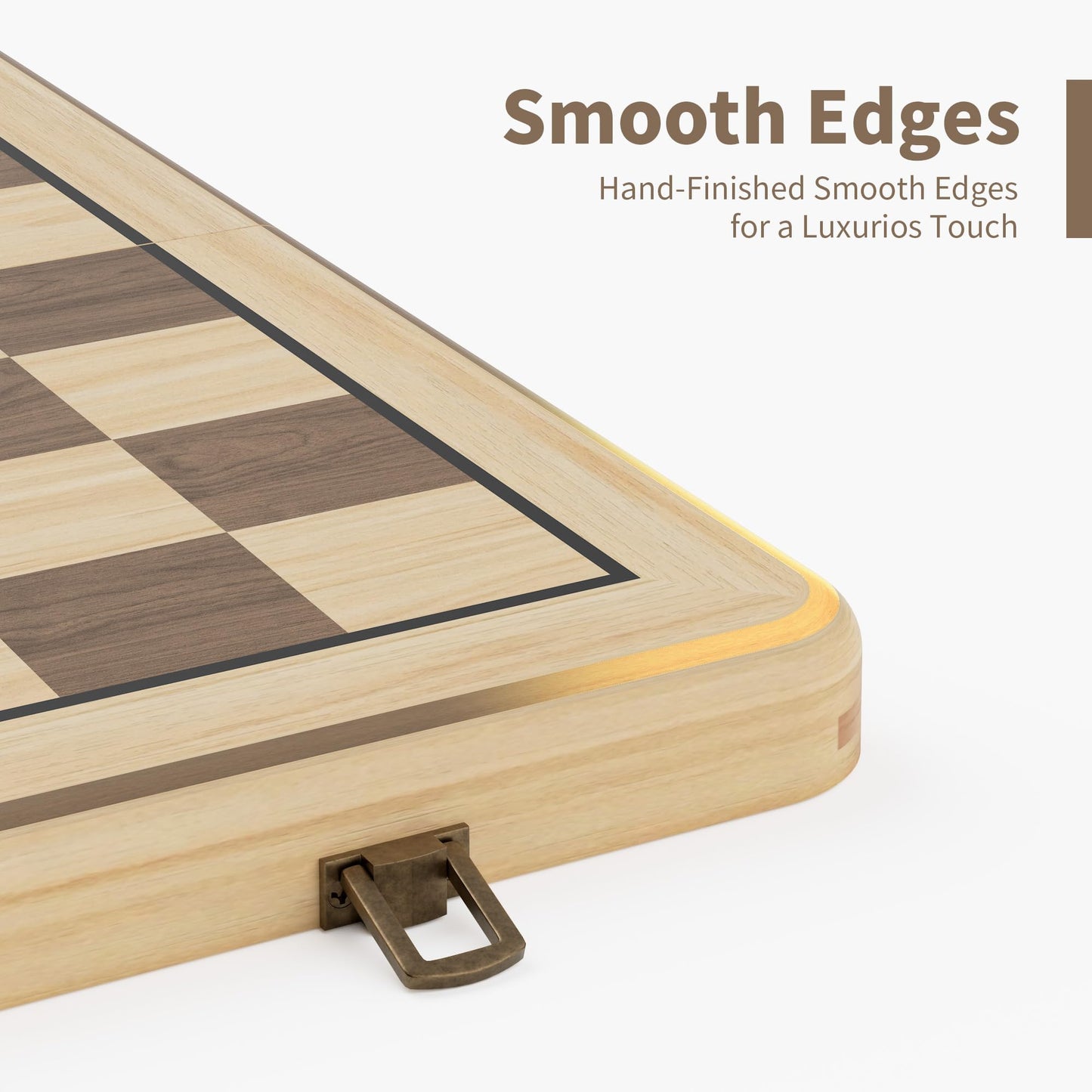 15" Wooden Folding Chess & Checkers Set - 2 in 1 Board Game with 3" King Staunton Pieces and 2 Extra Queens