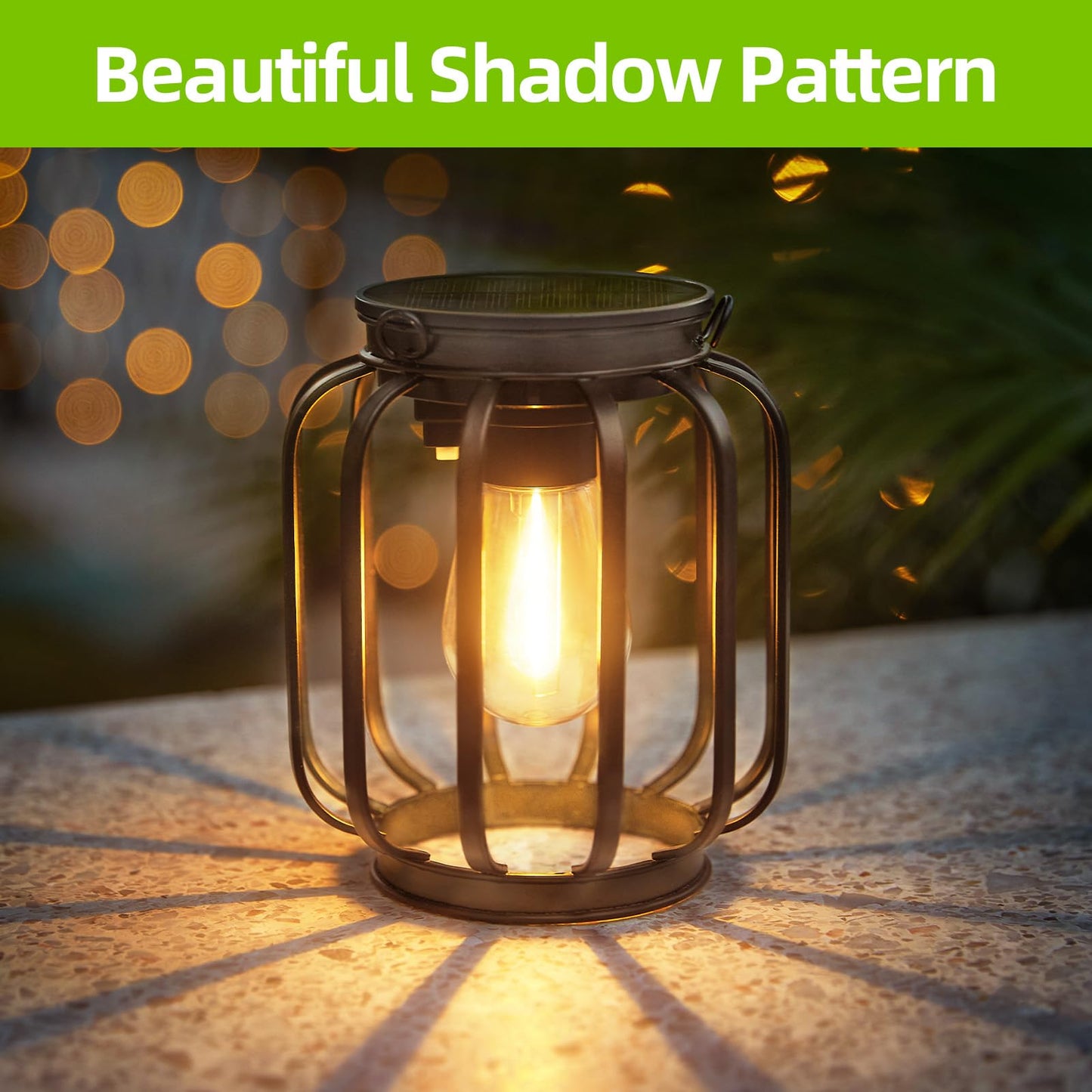 KOOPER Solar Lanterns Outdoor: 2 Pack Metal Solar Hanging Lanterns with Hook, Bright Waterproof LED Lanterns for Outside, Classic Decorative Solar-Powered Light for Yard Garden Patio Porch Decor