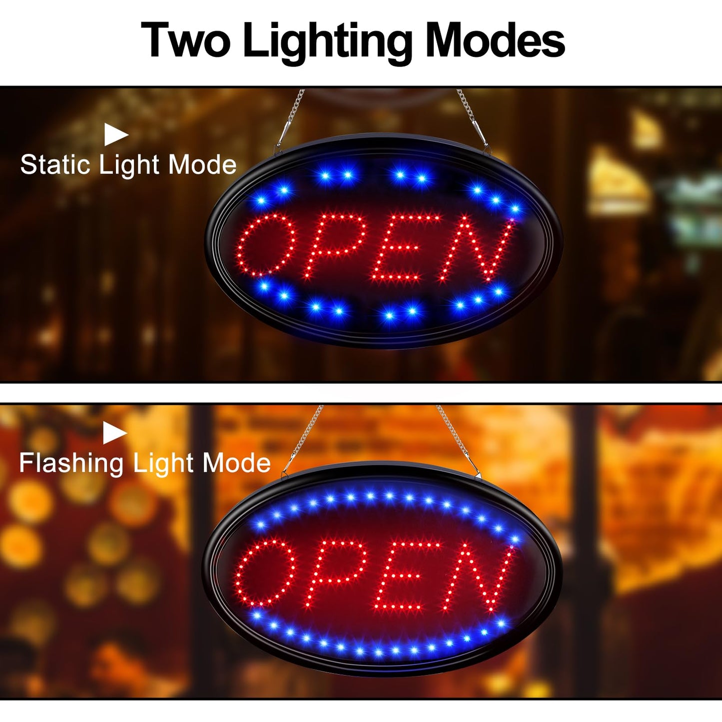 LED Open Sign, FITNATE Large 23x14 inch Business Open Sign with Remote Electric Display Sign,2 Modes Flashing & Steady Lights for Business, Shop, Bar, Hotel