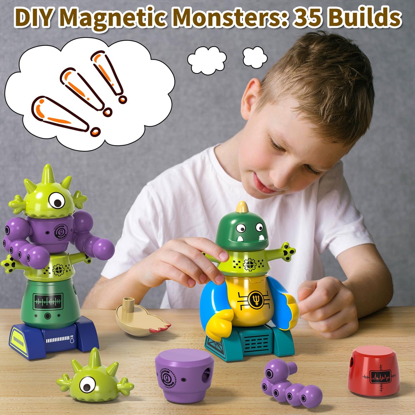 BLmukce Magnetic Robot Toy for Kids 3-5, 35 PCS STEM Educational Playset with Storage Box, DIY Stacking Monster Robots, Toddler Creative Building Toys Gift for Boys Girls (Christmas Birthday)