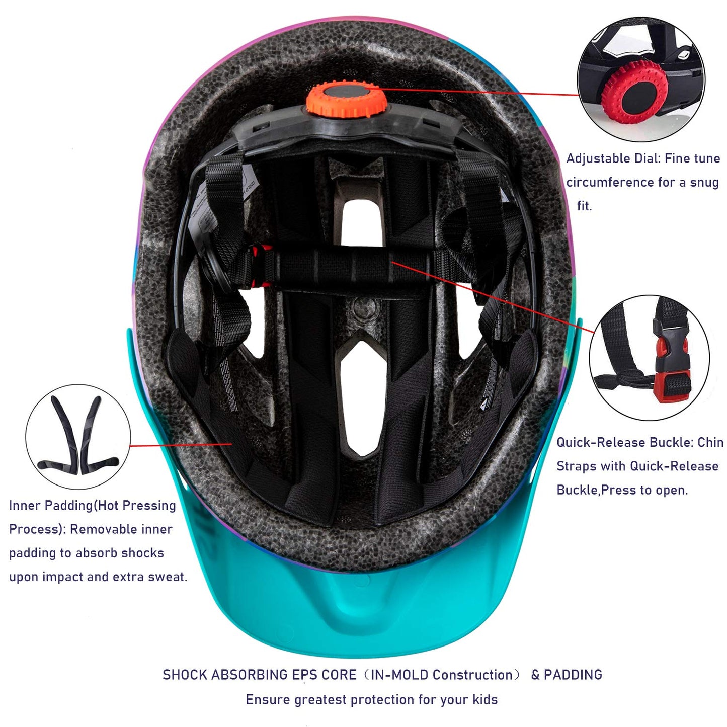 SIFVO Kids Bike Helmet for Boys and Girls 5-14, Multi-Sport Safe and Comfortable With Removable Visor (50-57cm)