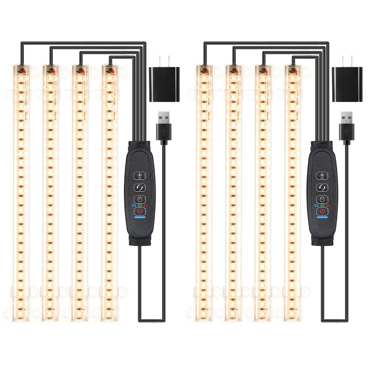 8.6 Inches LED Grow Light Strips, Grow Lamp for Indoor Plants Full Spectrum 3500K, 208 LEDs Plant Growth Light with 10 Dimmable Levels, 3/9/12Hrs for Seedling Succulent and Plant Shelf, 2 Pack