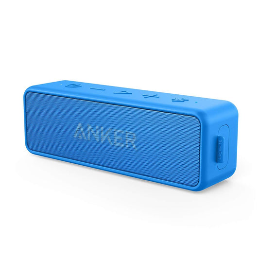 Anker Soundcore 2 12W Portable Wireless Bluetooth Speaker: Better Bass, 24-Hour Playtime, 66ft Bluetooth Range, IPX7 Water Resistance & Built-in Mic, Dual-Driver Speaker for Beach, Travel, Party- Blue