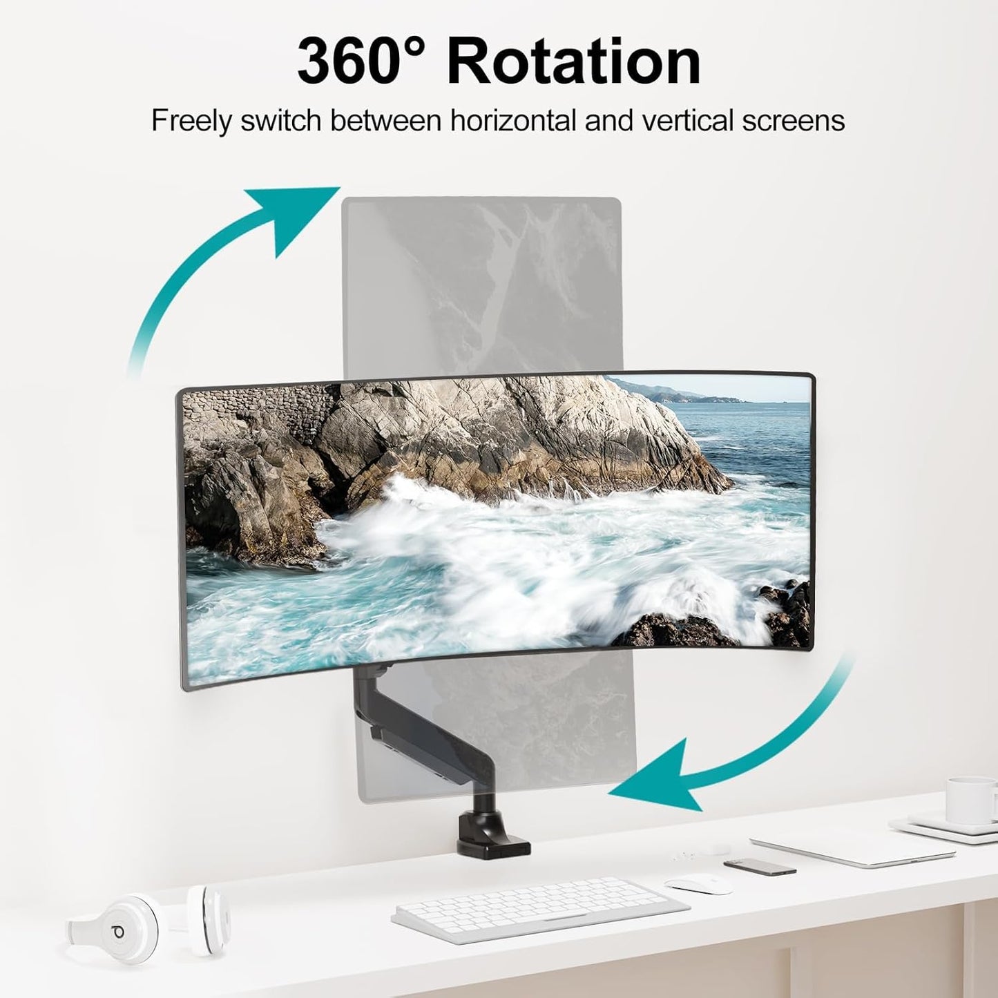MOUNT PRO Single Monitor Mount for 22-43 inch Ultrawide Computer Screen, Premium Aluminum Heavy Duty Monitor Arm Desk Mount Holds 6.6lbs to 33lbs, Spring Full Motion Monitor Stand, VESA Mount