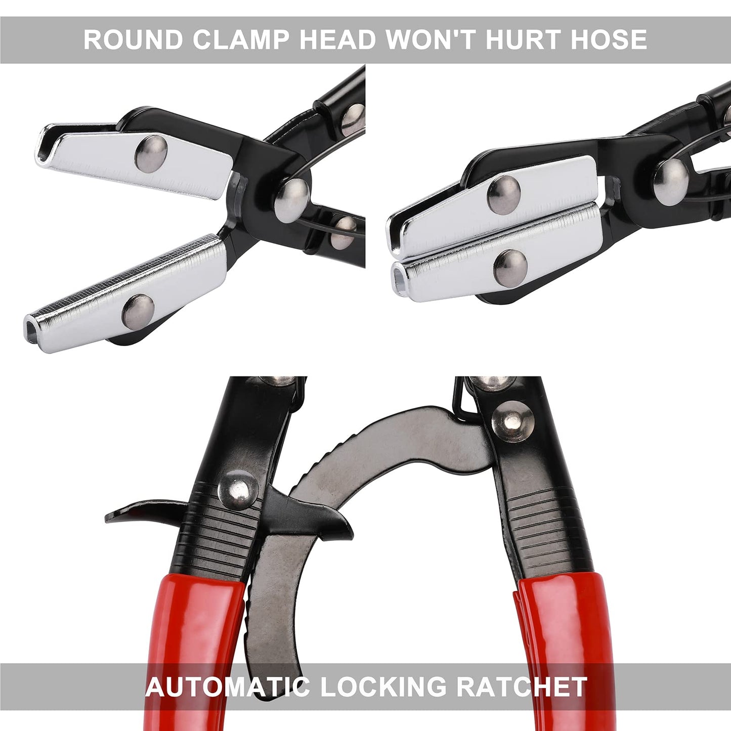 Mayouko Metal Hose Pinch Off Pliers, Automatic Locking Ratcheting, Pliers for Coolant Hose, Radiator Hose, Fuel Hose, Carbon Steel, 8", 10", 12"