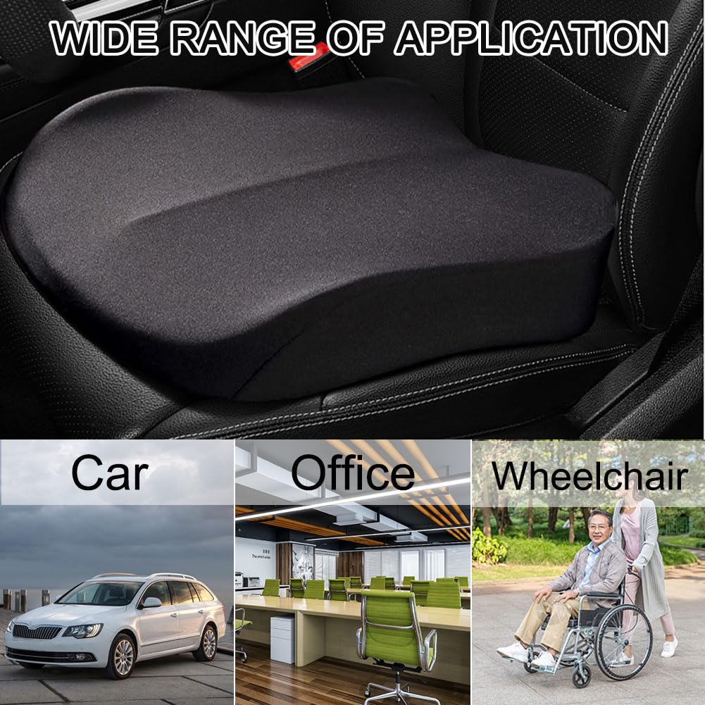 ACBAGI Adult Car Booster Seat for Driver, Driving Seat Cushion,Comfort Memory Foam Car Seat Cushion for Height, Seat Cushion for Car,Office Chair and Home Chair (Black A)