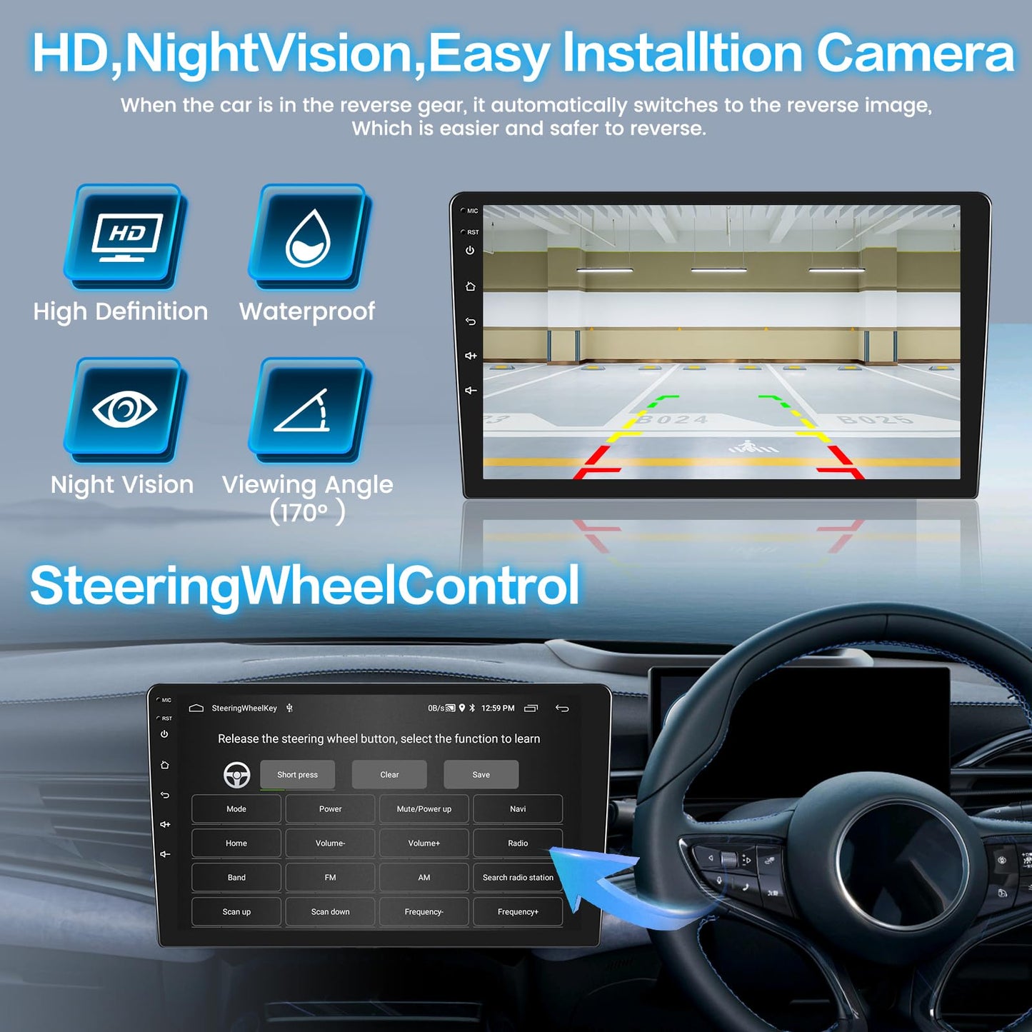 2+64GB Inefala for Toyota Corolla EX 2005-2012 Android Car Radio Stereo with Wireless Carplay Android Auto, 9 Inch HD Touchscreen with WiFi GPS Bluetooth FM/RDS SWC USB Backup Camera MIC