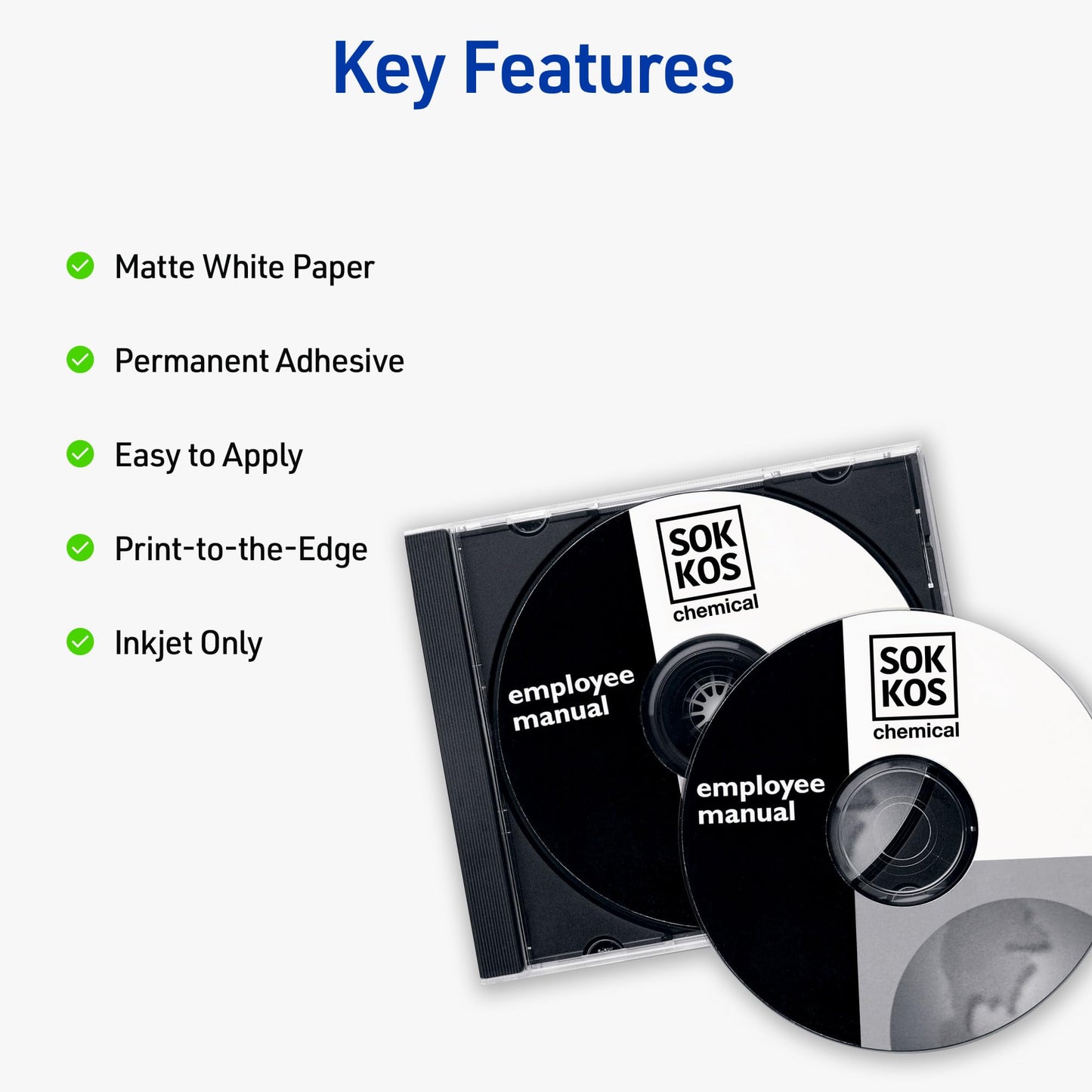 CD Labels, Inkjet, Permanent, (a) CD Labels, White Matte