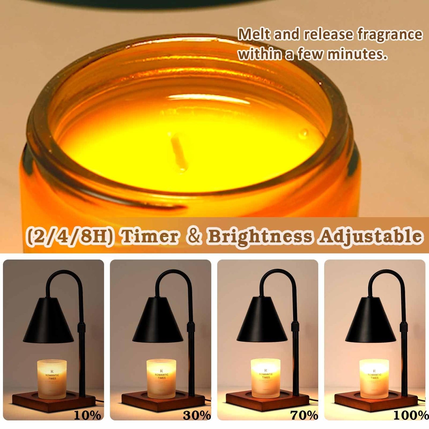 Modern Candle Warmer Lamp with Timer, Dimmable Candle Lamp Warmer, Men Women Christmas Birthday Gift, Black Candle Warmer, Adjustable Candle Light Warmer, Cozy Living Room Bedroom Home Decor