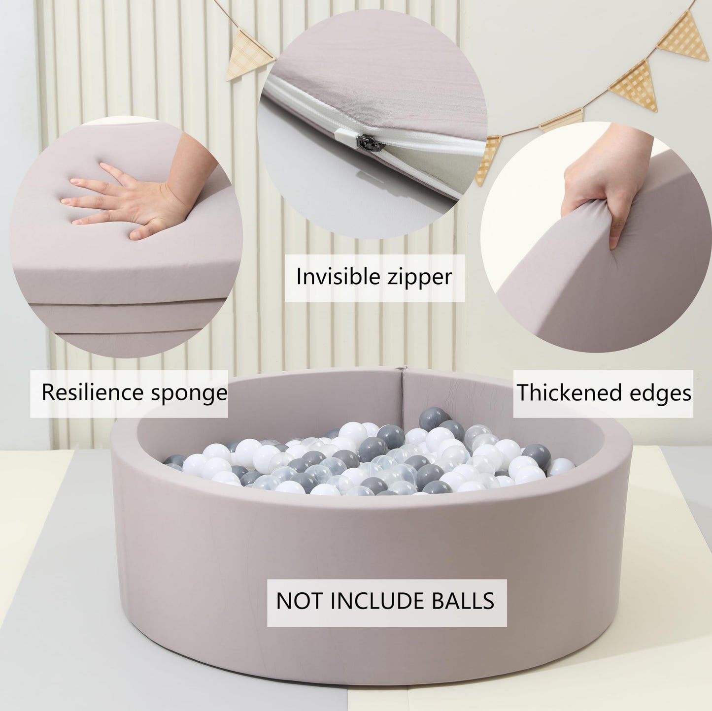 Ball Pits for Toddlers Kids,Children Indoor Play, Soft Memory Foam Sponge Ball Pool, Gift for Birthday, Foam Ball Pit for Grils Boys