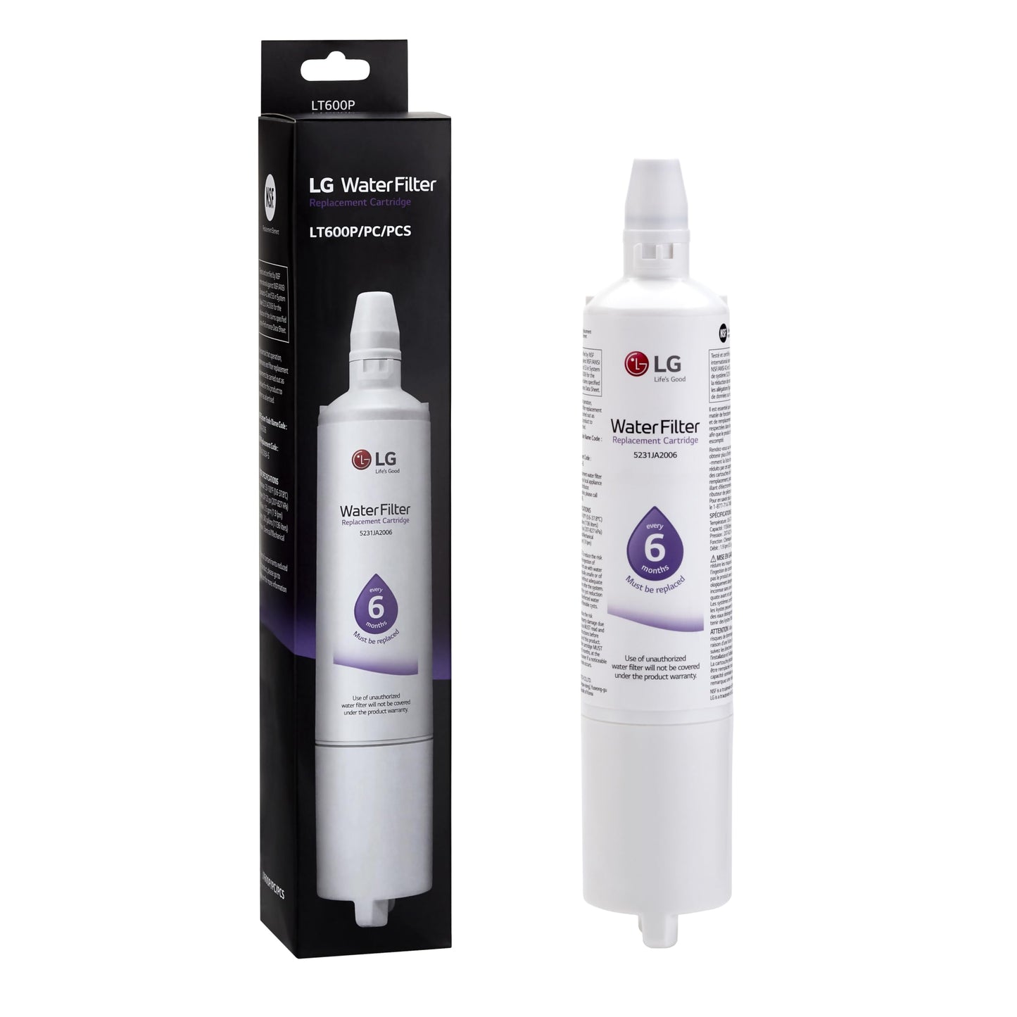LG LT600P Genuine Replacement Refrigerator Water Filter, 1-Pack