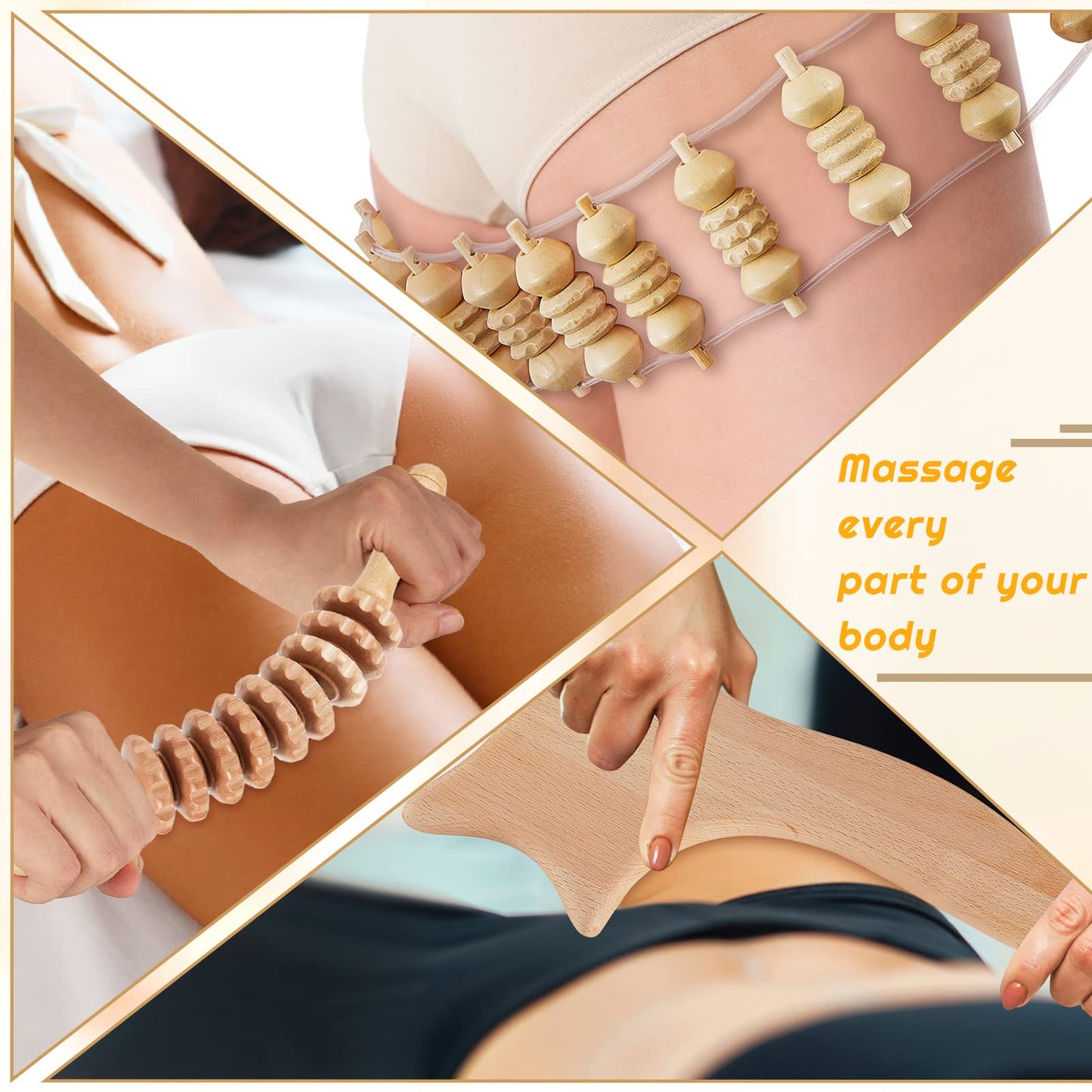 16-in-1 Wood Therapy Massage Tools Set Maderoterapia Kit Therapy Tools for Body Sculpting Muscle Pain Relief Lymphatic Drainage Women Face Wood Roller Fascia Massage