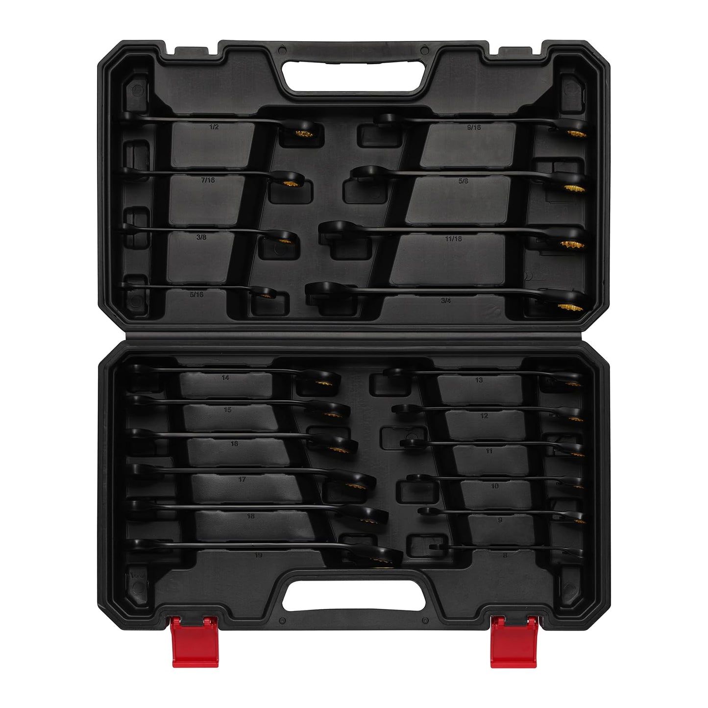 EMENTOL 20-Piece Ratcheting Wrench Set, Metric 8-19mm & SAE 5/16-3/4″, 72 Teeth, Heavy-Duty Combination Wrenches, CR-V Steel, Includes Portable Plastic Case
