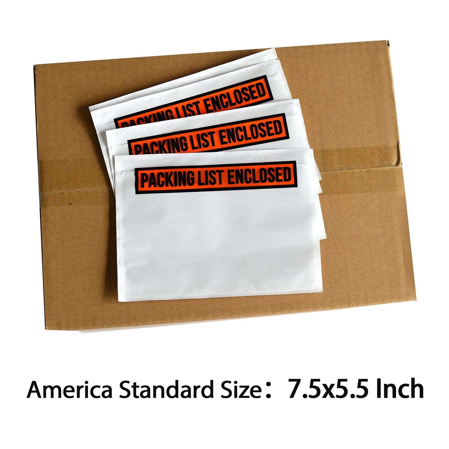 1000 PCS 7.5"x 5.5" Clear Self-Adhesive Packing List Envelopes - Plastic Shipping/Mailing Pouch Bags for Invoice Label