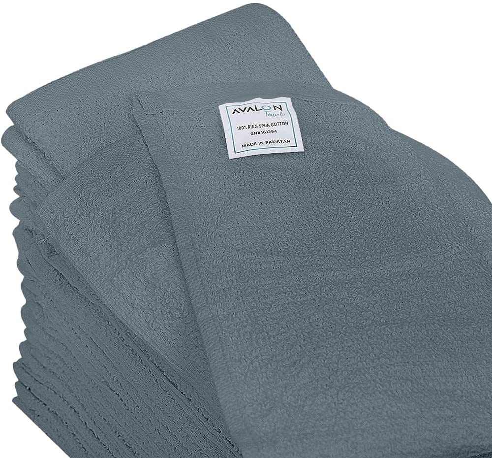 Avalon Towels Cotton Shop Towels – (Pack of 60) Size 12x14 Inches Cleaning Rags – Highly Absorbent Shop Rags and Multipurpose Cleaning Towels for Automobiles, Industries, Garage and Homes (Grey)