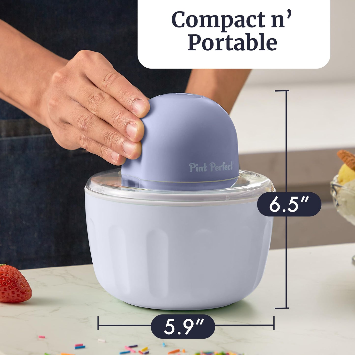 Americana by Elite Pint Perfect™ EIM1205DB Ice Cream Maker, 2 x 1 Pint Capacity Dual Freezing Bowls, Frozen Yogurt, Sorbet, Gelato, Periwinkle