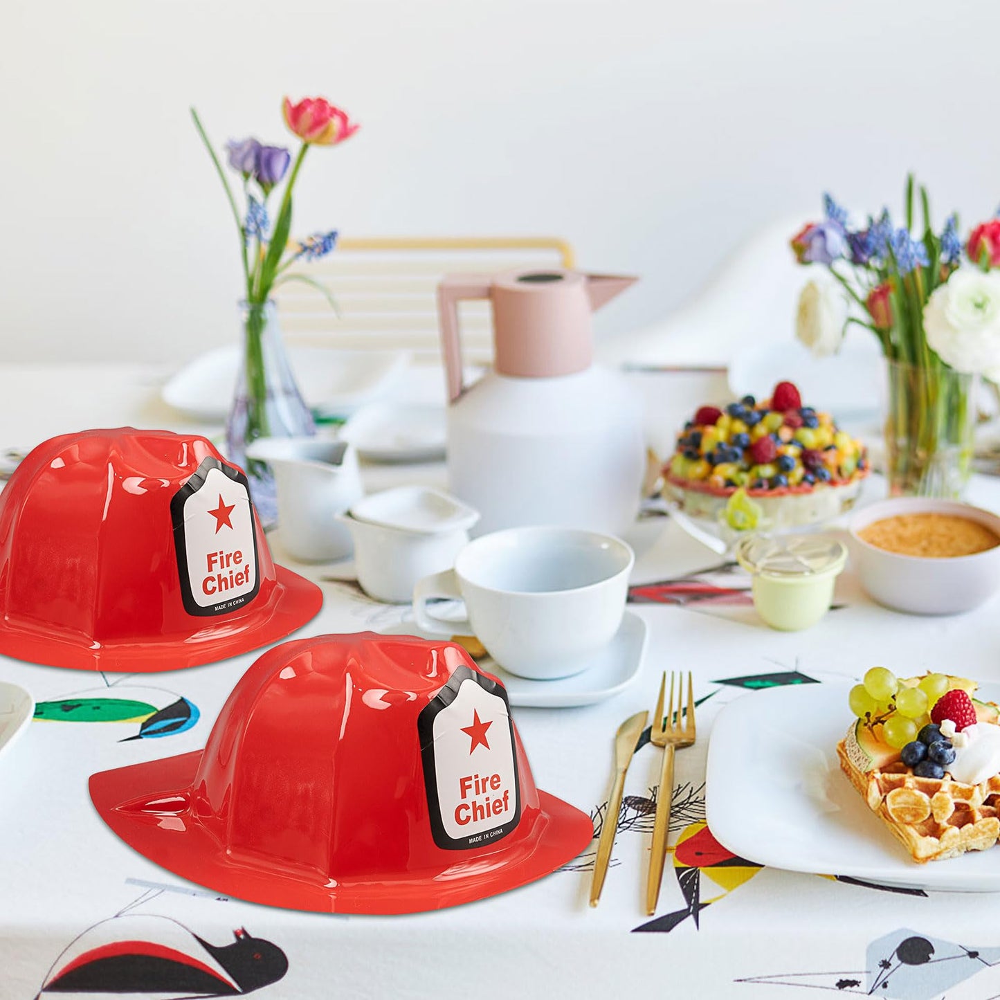 24 Pcs Fireman Costume Set for Kids, Fireman Role Play Party Supplies for Kid Birthday Halloween Role Play Party Dress