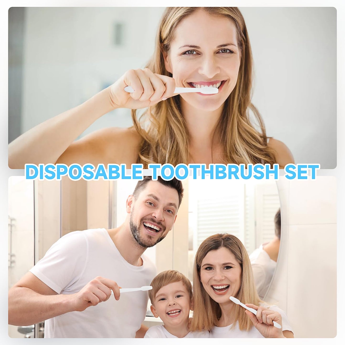 200 Pack Disposable Toothbrushes, Individually Wrapped Soft Bristles Toothbrushes Bulk Travel Tooth Brush Single Use Wrapped for Hotel Camping Travel, Guests & Homeless(White)