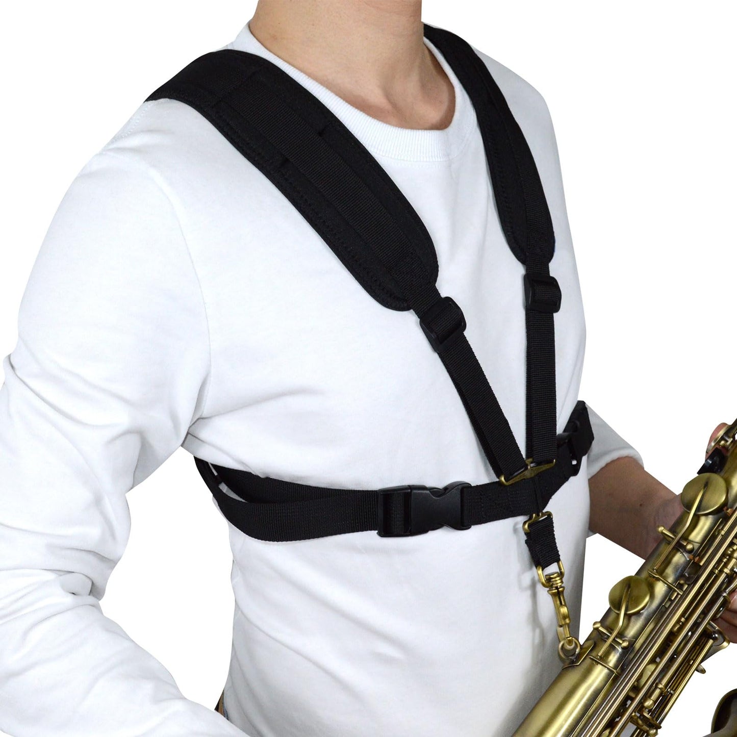 adorence Saxophone Harness Strap, Padded Saxophone Shoulder Strap/Sax Chest Strap - Baritone, Tenor, Alto and Bari Sax Strap for Kid Junior Beginner, Small