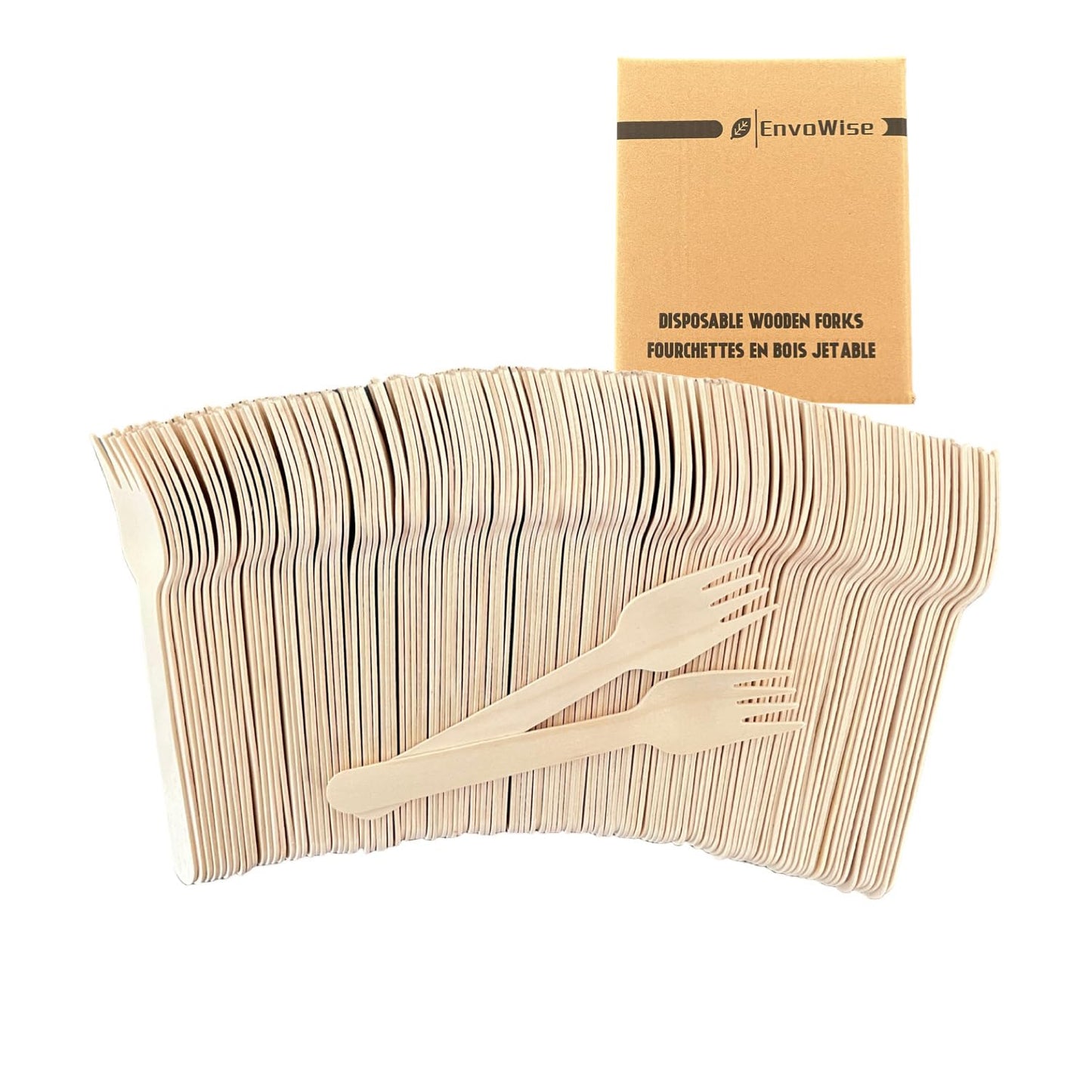 [1000 Pack] Disposable Wooden Forks | 6.3” Premium Birchwood Cutlery, Biodegradable & Compostable Eco-Friendly Utensils | Strong Plastic-Free Wood Forks for Parties, Catering & Events by EnvoWise
