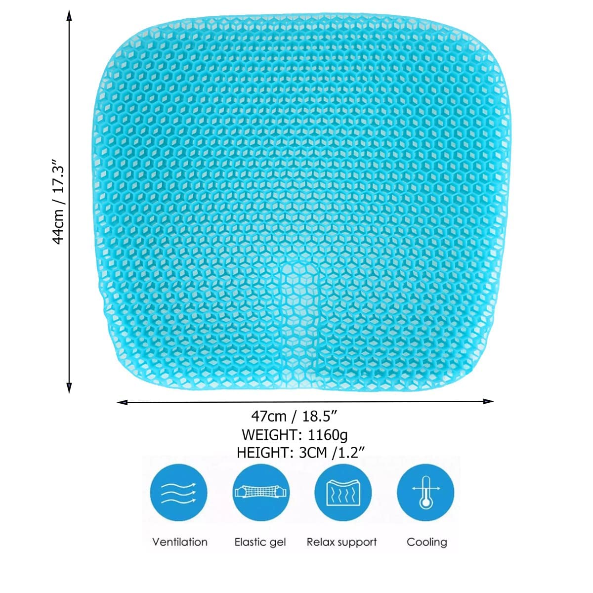 Gel Seat Cushion for Long Sitting, Gel Cushions for Pressure Sores Relief, Double Thick Gel Cushion for Sitting, Seat Cushions for Office Chairs with Breathable Nonslip Cover