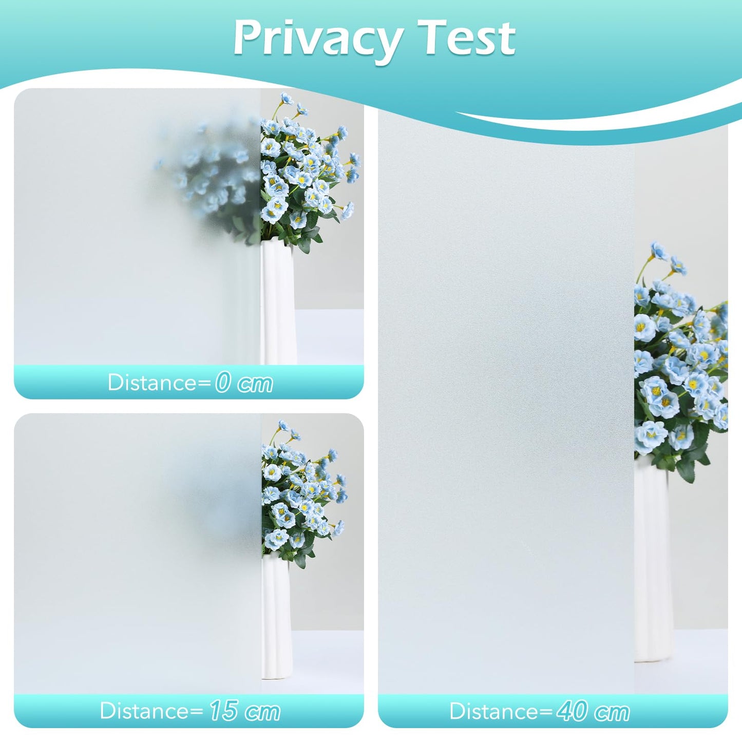 DOWELL Frosted Window Films for Privacy, Removable Privacy Film with Installation Tools, Static Cling No Glue Sun Blocking Window Covering for Bathroom, Bedroom, Office, Glass Doors, 90 x 200 cm