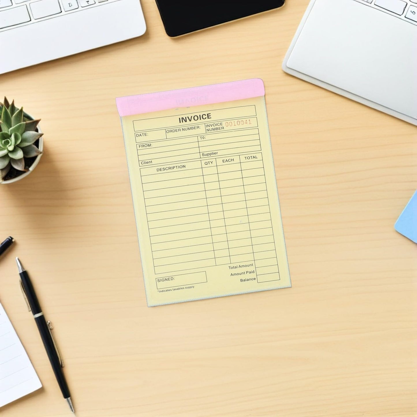 VILLCASE 5 Pack Carbonless 3-Part Receipt Pads 60 Pages Each Small Business Invoice Book Order Pad with Stiff Backing for Efficient Billing and Recordkeeping