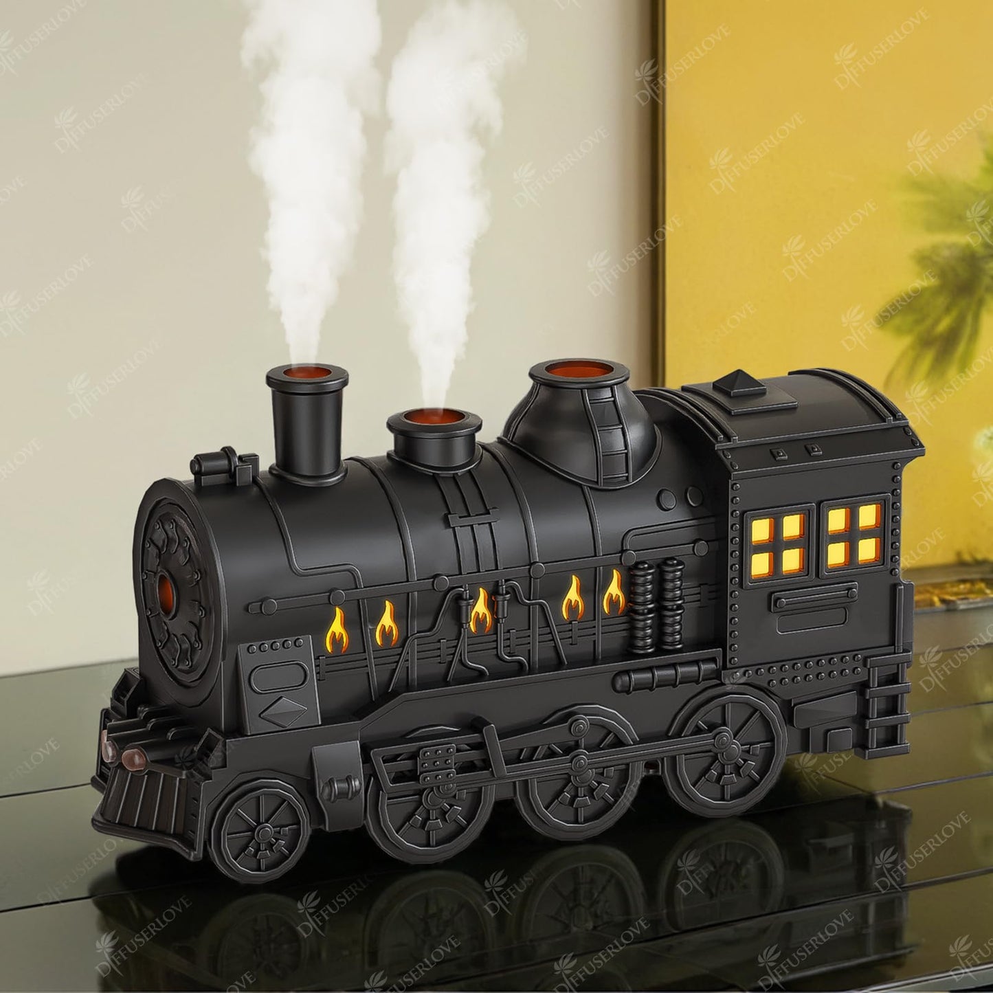 Diffuserlove Essential Oil Diffuser 300ML Train Cool Mist Humidifier Quiet Aromatherapy Diffuser with Night Light for Bedroom Desk