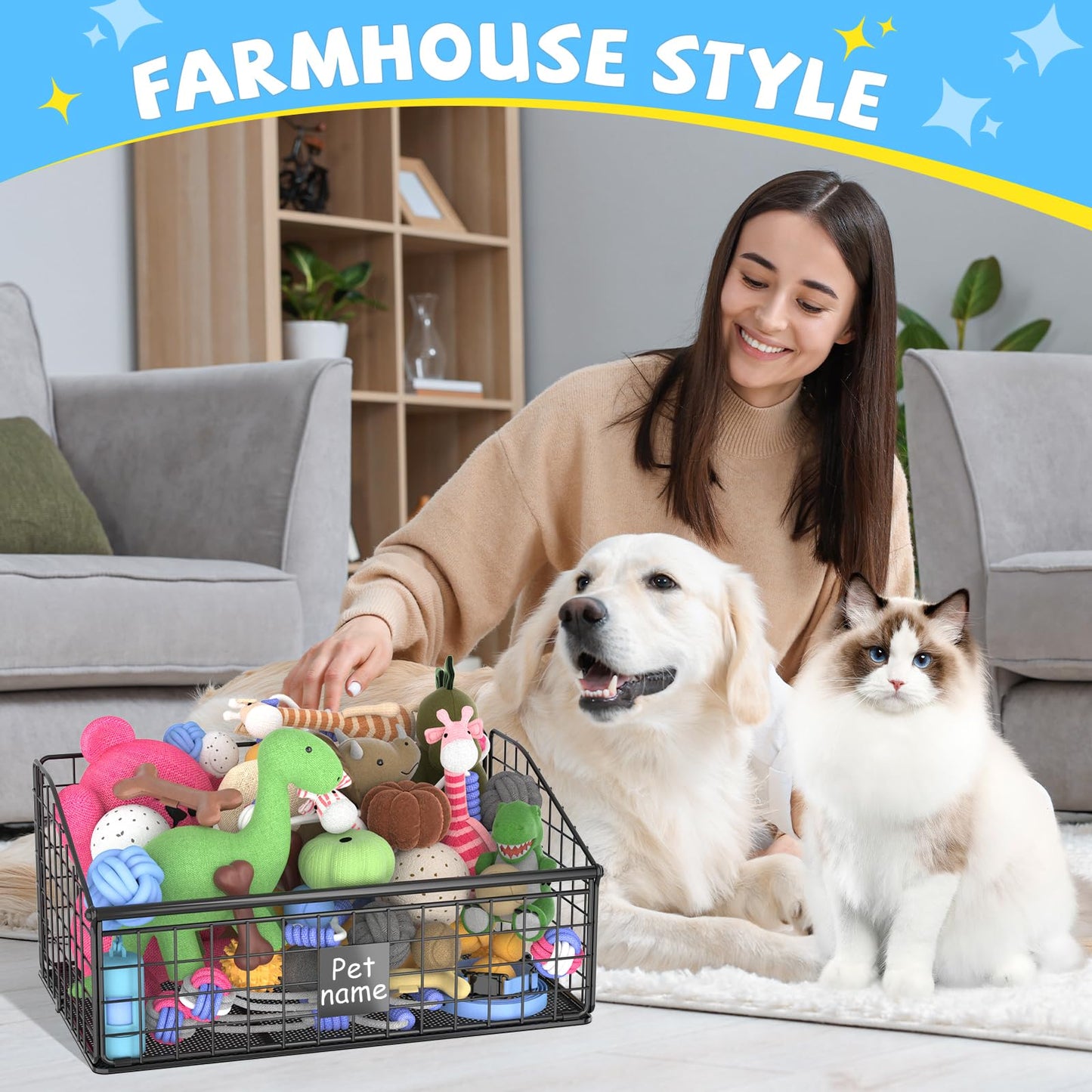 Kaiferty Indestructible Dog Toy Basket, Medium, Black