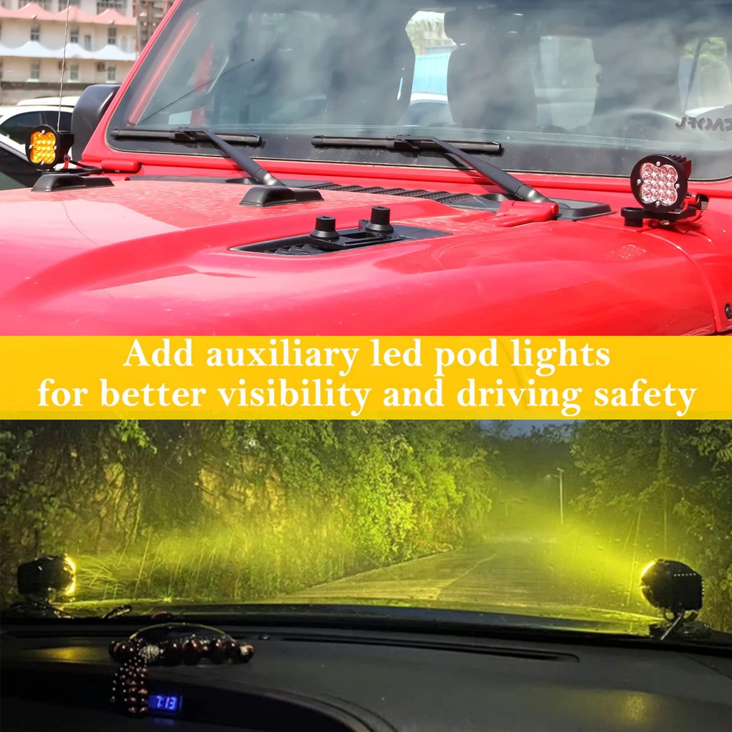 KMFCDAE Cowl Light Mount for Jeep JL A-Pillar Cube Light Pods Mounting Bracket for Jeep JL Wrangler / Gladiator JT 2018 2019 2020 2021 2022 2023 - Pair