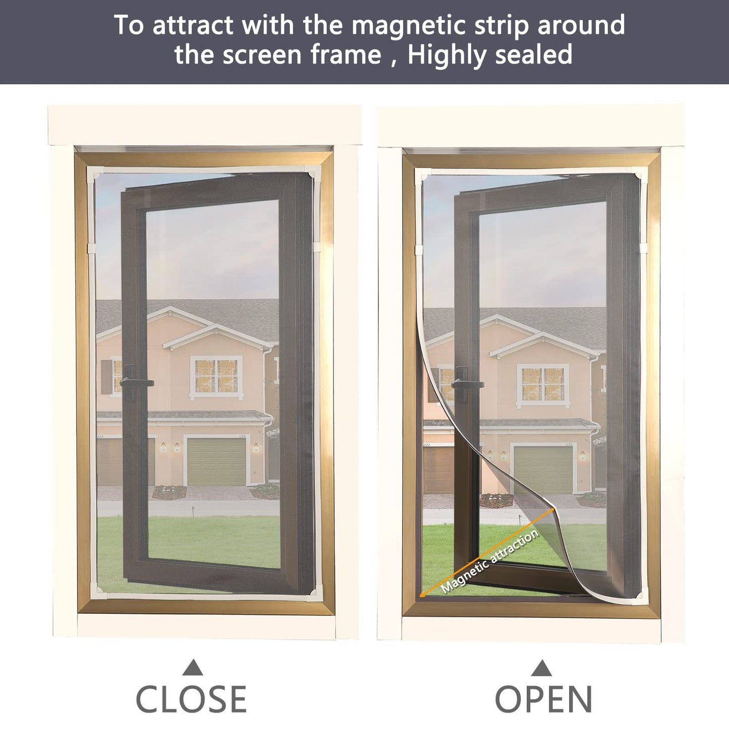 DIY Magnetic Window Screen Max 75"x51"((190x130cm) Fits Any Size Smaller Adjustable Easy Installation（ White Frame fire-Retarded mesh）