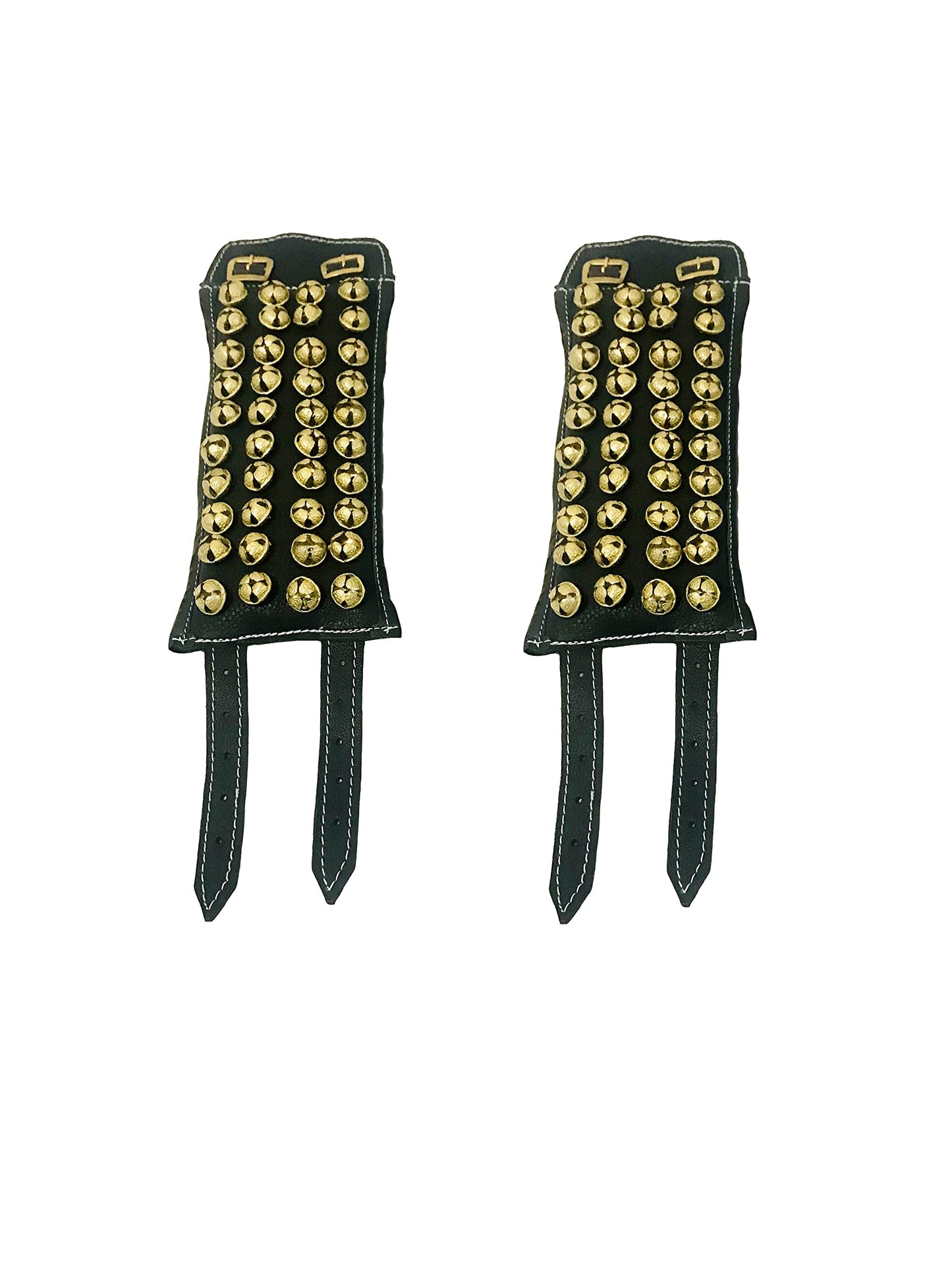 Ghungroo dancing ghunghroo bells Black leather pad pair Four Line Ghungroo (40+40) Classical Dance Accessories Kathak Big dancing brass bells (16 NO.) musical anklet for classical Indian dancers