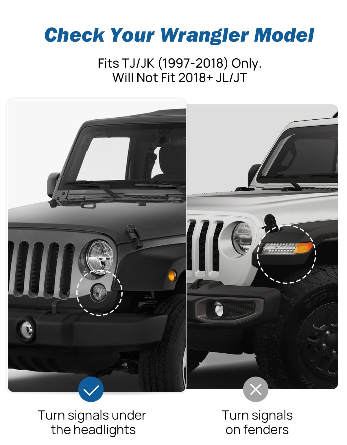 JOYTUTUS Mirrors Doors Off Compatible with Wrangler TJ JK JKU 1997-2018, Easy-Install Side View Mirrors, No Vibration & Wobble, Does Not Fit on Doors
