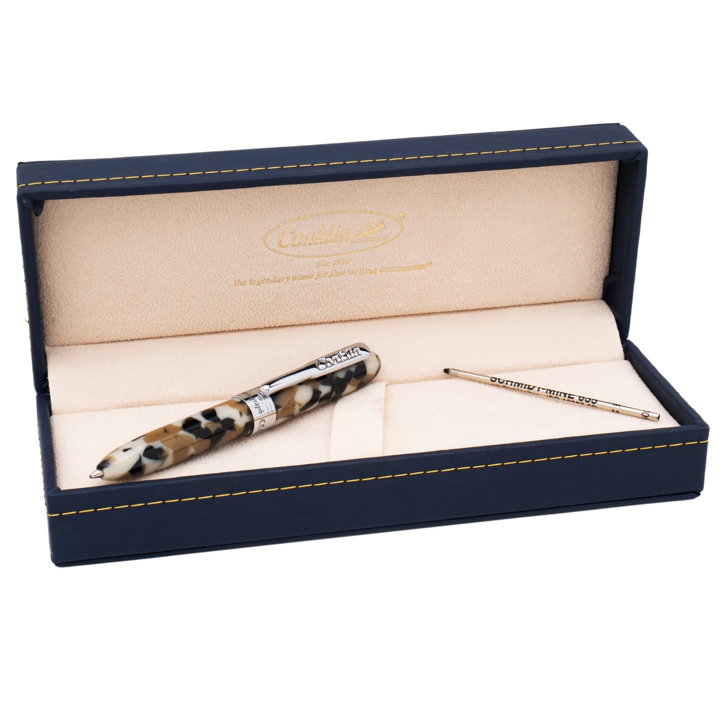Conklin Minigraph Ballpoint Pen White Satin with extra blue D1 refill