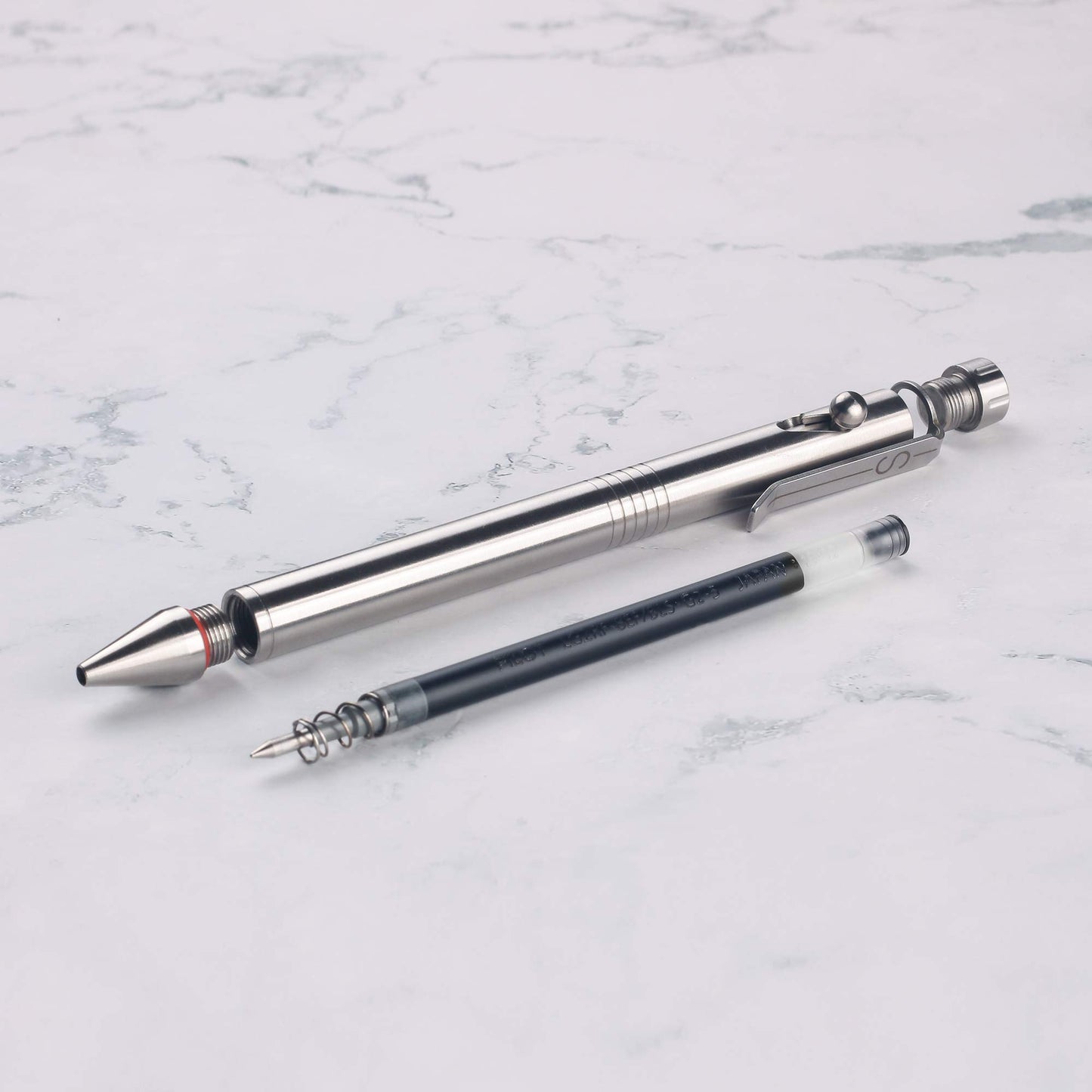 SMOOTHERPRO Bolt Action Pen Decent Stainless Steel Compatible with Pilot G2 Refill Durable Stainless Steel Clip for EDC Pocket Design (SSG050)