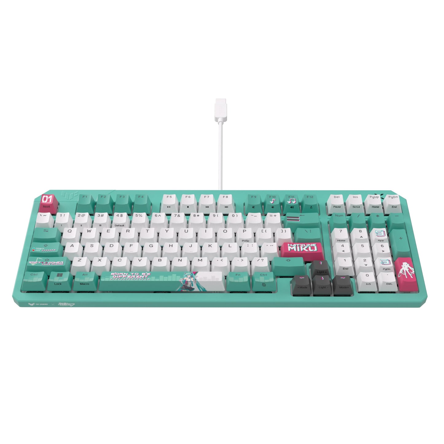 ASUS TUF Gaming K3 Gen II Hatsune Miku Edition Optical-Mechanical RGB Keyboard with IP57 Waterproof and dust Resistance, Compact 98-Key Layout, Silicone Gasket Mount and dampening Foam.