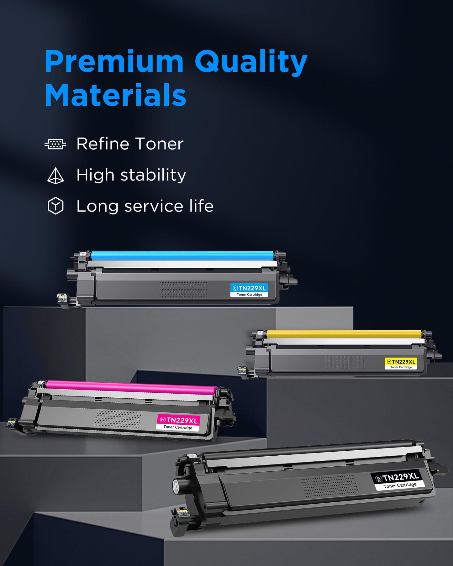 (with CHIP) Compatible TN229XL TN229 Toner Cartridge Replacement Compatible for Brother TN-229XL TN 229 XL Large Capacity to use with MFC-L3720CDW HL-L3220CDW HL-L3280CDW HL-L3300CDW (BK/C/M/Y)