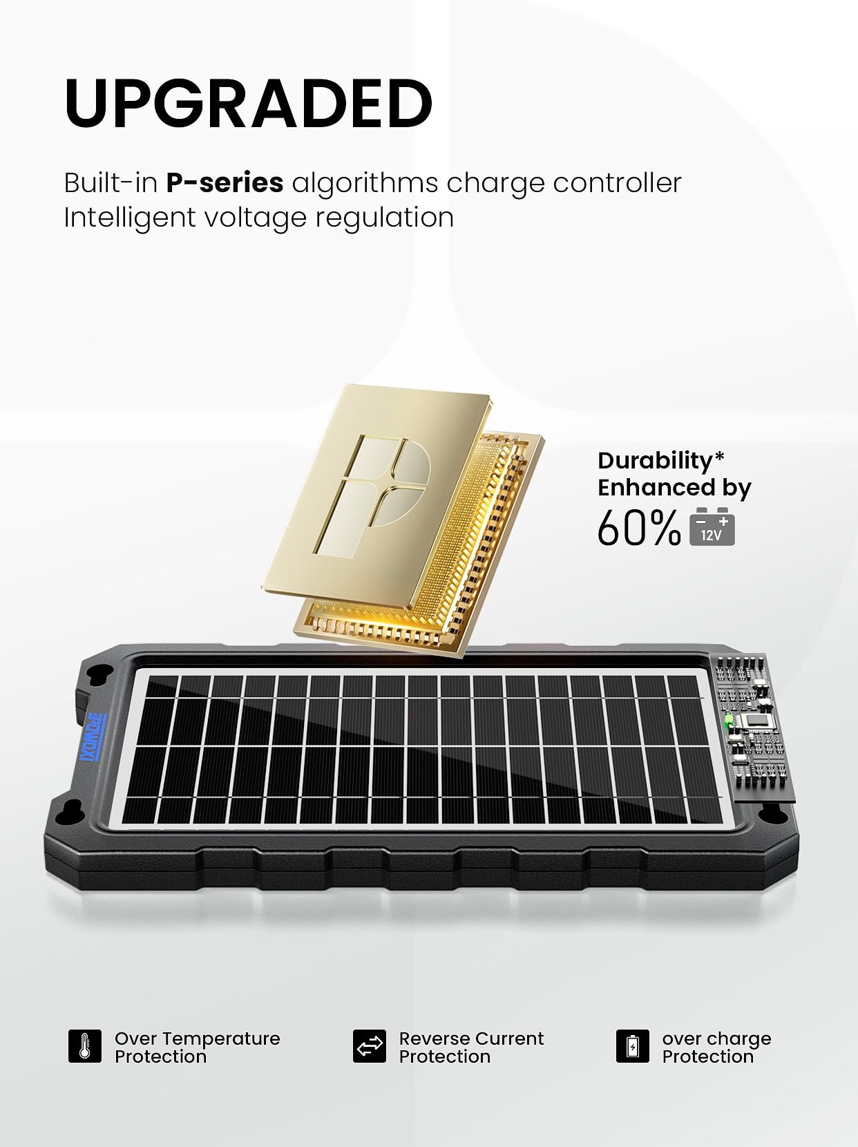 Solar Battery Trickle Charger for Car Battery, Portable and Waterproof Solar Battery Maintainer, Amorphous Silicon Solar Panel car Battery Charger (Solar Battery Charger 9W)
