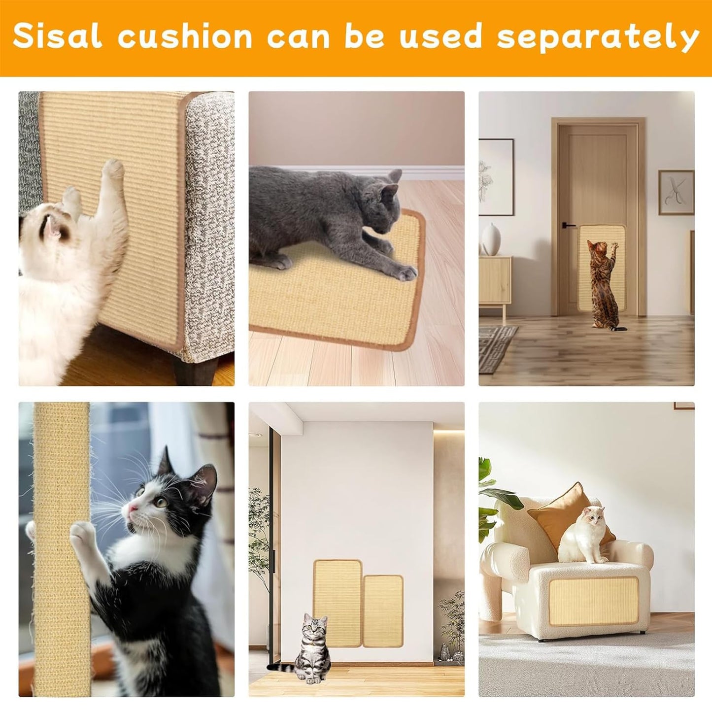 Cat Scratching Post for Indoor Cats,Standing Cat Scratching Pad with Natural Sisal Cat Scratcher Mat,Foldable Wooden Griffoir Pour Chat,Multifunctional Grattoir Pour Chat,Protect Cat Scratch Sofas