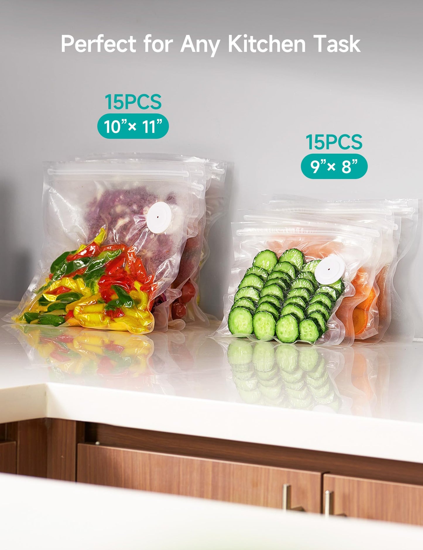HiCOZY Vacuum Sealer Sync for Food with Visible Water Tank, Powerful Compact Handheld Vacuum Sealer Machine with LED Battery Display, 30 BPA-Free and Reusable Bags