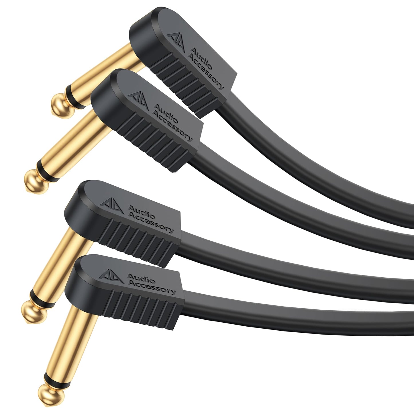 Kevlar Reinforced Guitar Pedal Cables, Built-to-Last, Noise-Free Quad-Layer Shielded, Gold-Plated Flat Ribbon Guitar Patch Cables for BOSS, MXR, EBS, Behringer Pedal, 24 Inch 2 Pack
