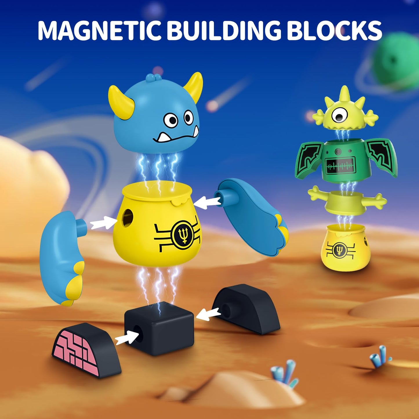 Cooldele STEM Magnetic Robot Toys for Kids Ages 3 4 5 6 7 8, Transformable Stacking Robots and Monsters with Storage Box,Awesome Birthday Xmas Gift for Boys Girls Kids Ages 3-8