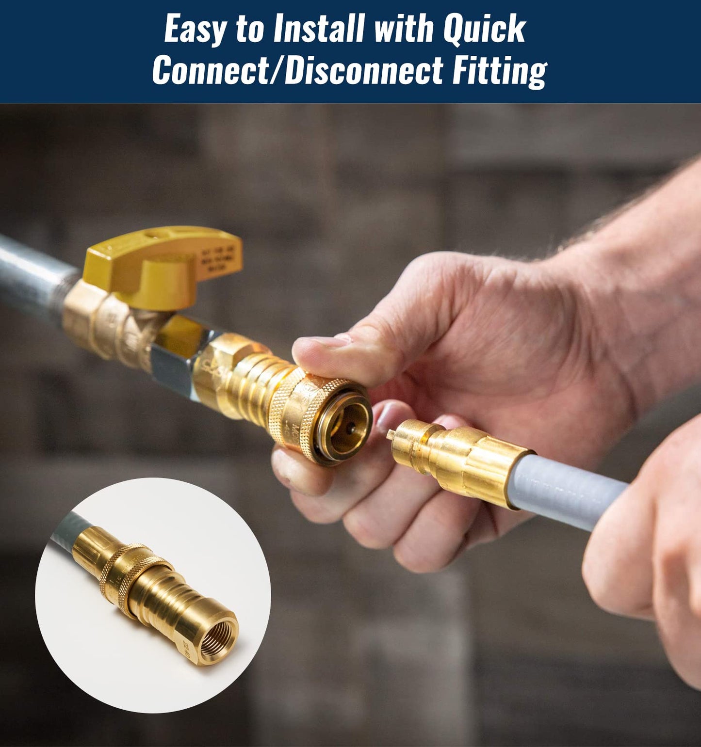 CALPOSE 15 Feet 1/2 inch ID Natural Gas Grill Hose with Male Quick Connect Plug and 3/4"-16UNF Female Flare, Natural Gas Line for Grill, Pizza Oven, Heater and More Low Pressure Appliance(NOT 3/8”)