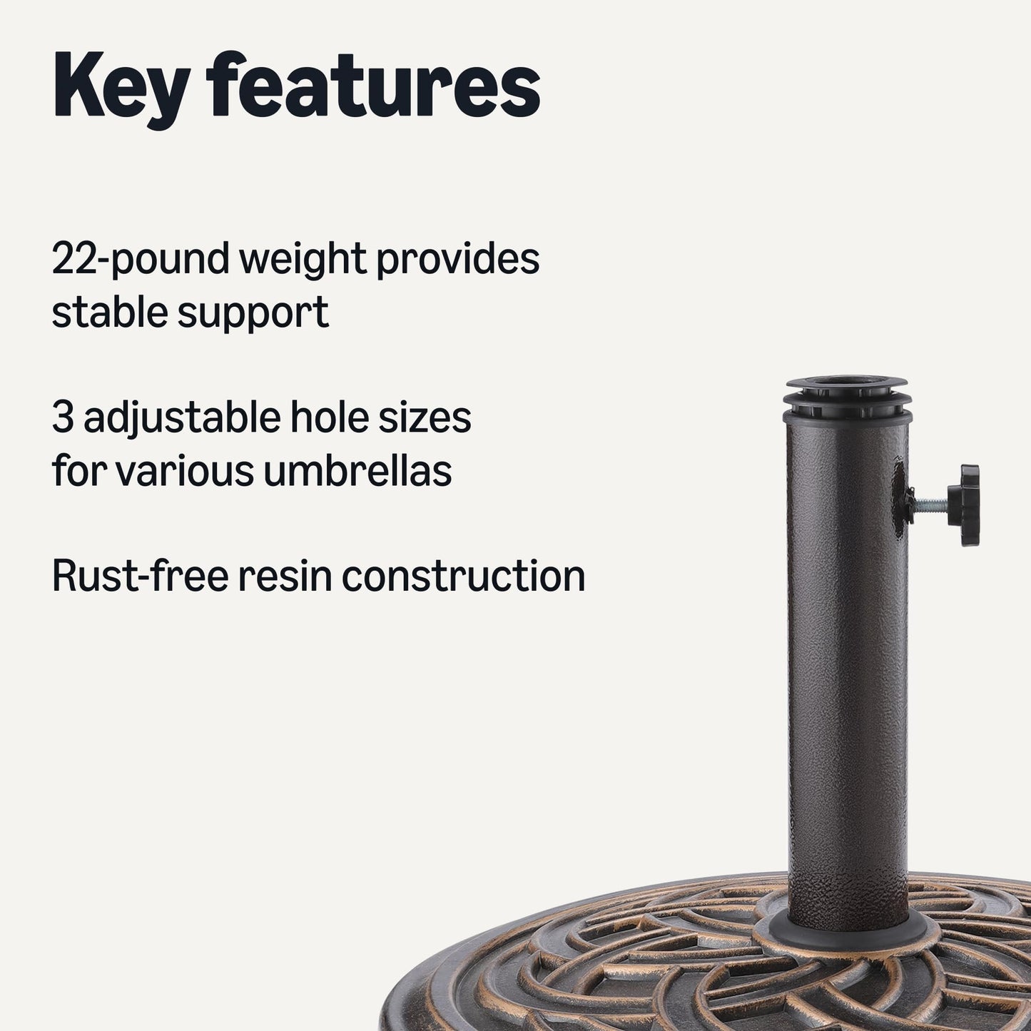 Amazon Basics Adjustable Patio Umbrella Stand, 1-Pack, Black