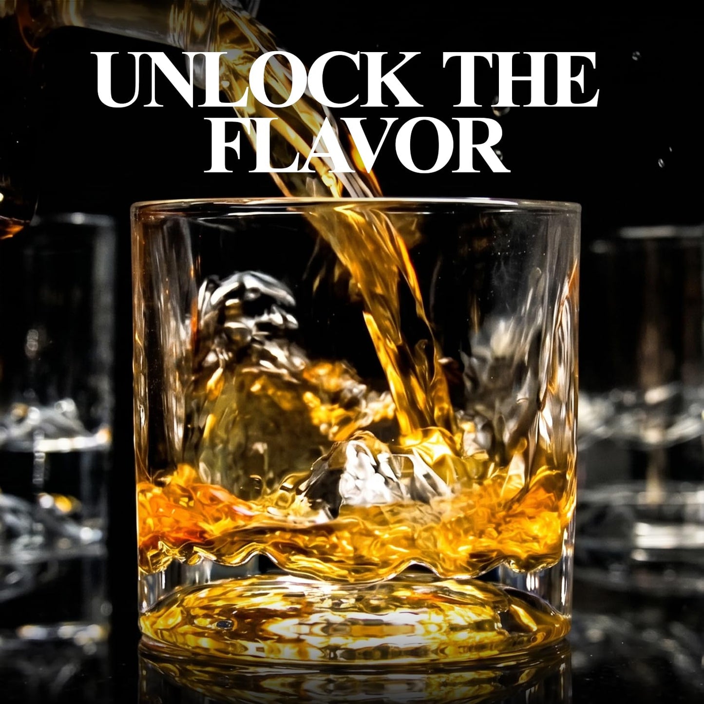 LIITON Grand Canyon Heavy Crystal Whiskey Glasses Gift Set of 2, Thick Freezable Bourbon Glass 1lb Each, Premium Whiskey Gifts for Men, Frozen Crystal Chills Cocktails, 10 oz